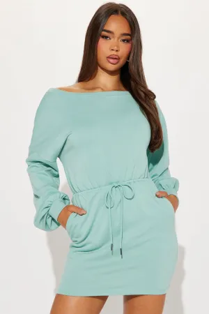 Just Chillin French Terry Mini Dress - Mint