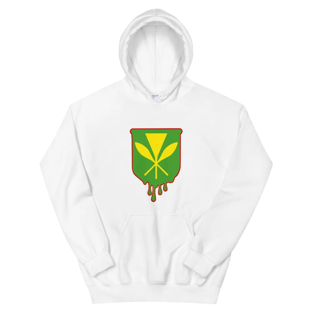 Kanaka Maoli Crest - Green with Red Border *ADULT HOODIE*