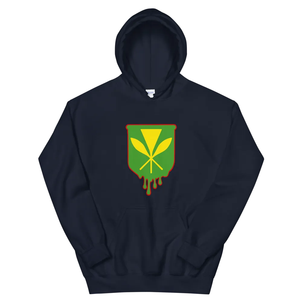 Kanaka Maoli Crest - Green with Red Border *ADULT HOODIE*