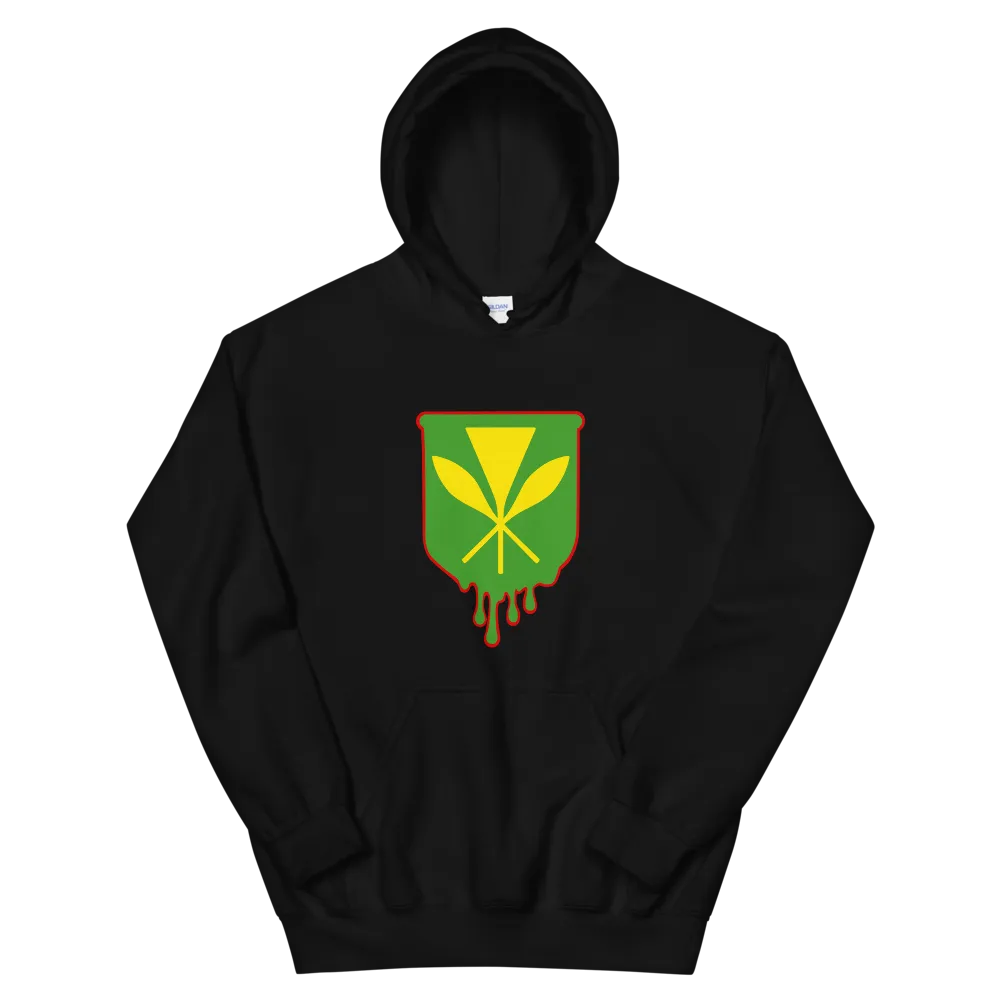 Kanaka Maoli Crest - Green with Red Border *ADULT HOODIE*