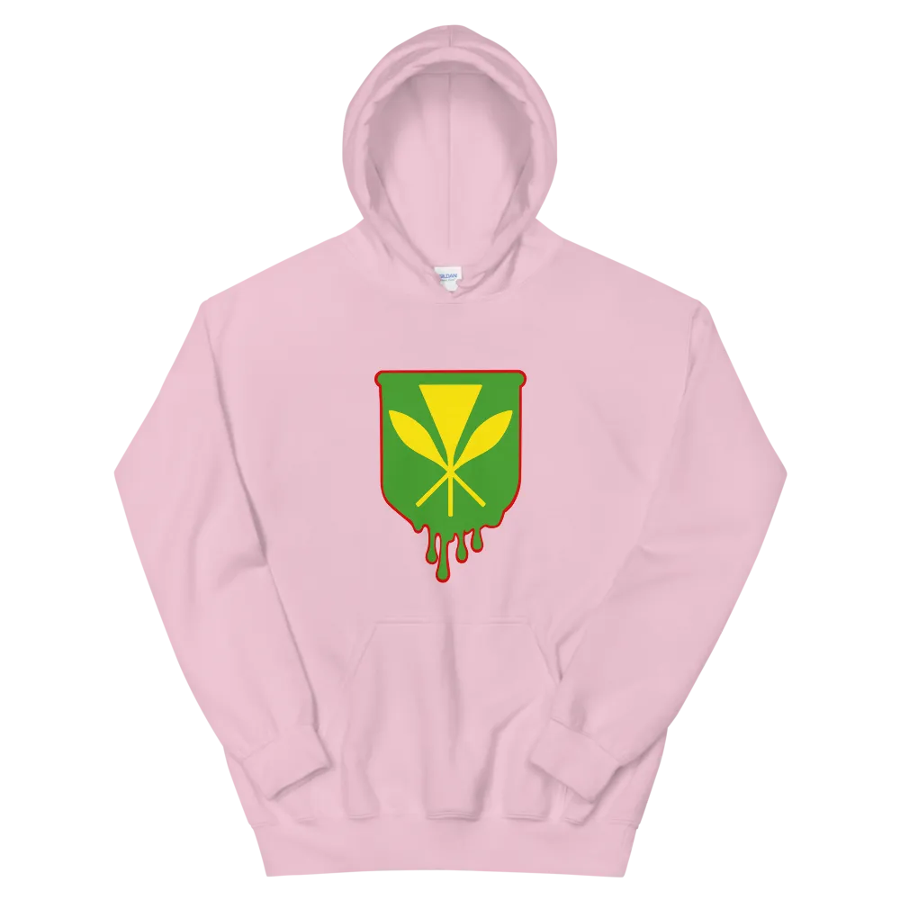 Kanaka Maoli Crest - Green with Red Border *ADULT HOODIE*