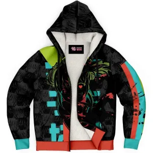 Kandi Cute Yandere Anime Girl Unisex AOP Sherpa Jacket Hoodie