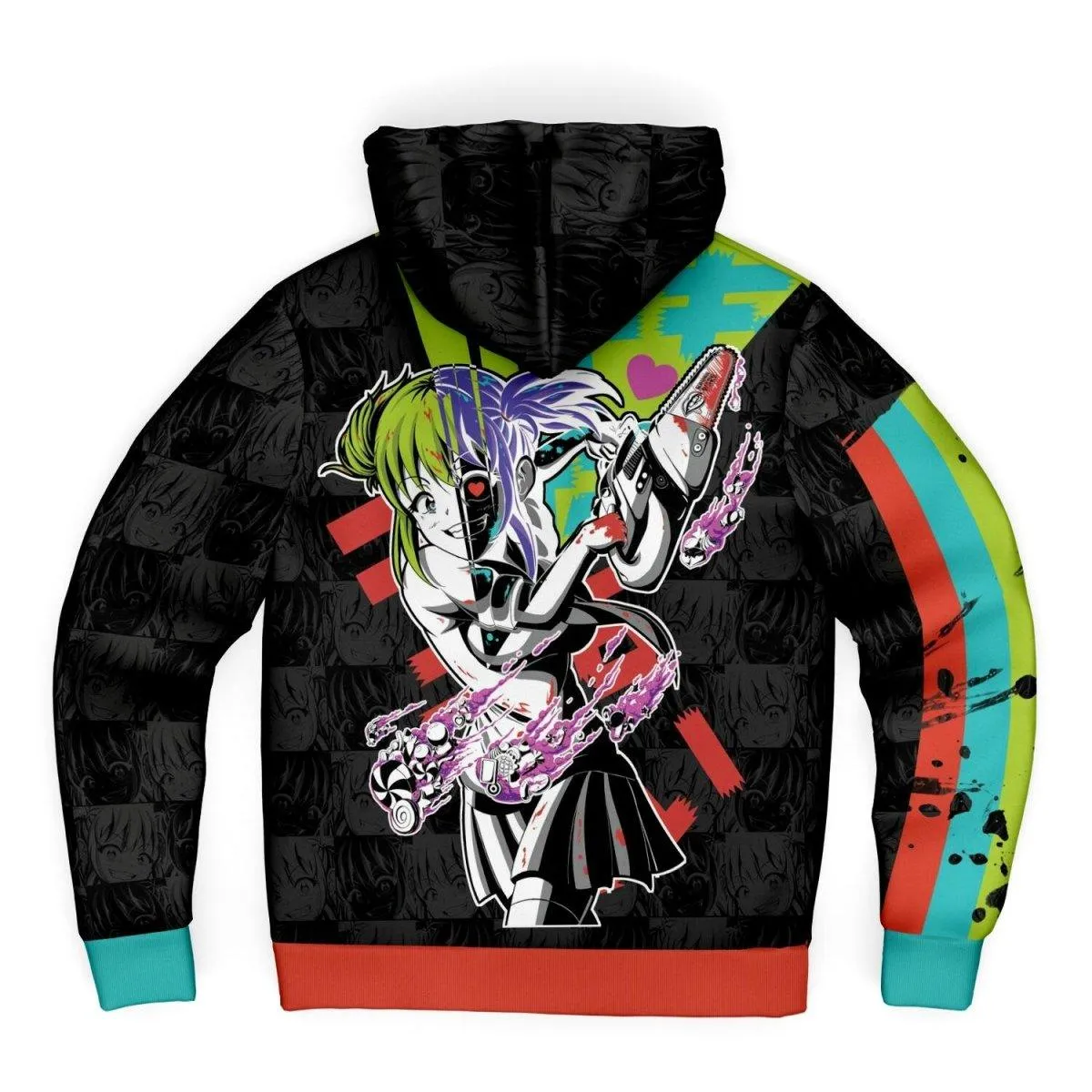 Kandi Cute Yandere Anime Girl Unisex AOP Sherpa Jacket Hoodie