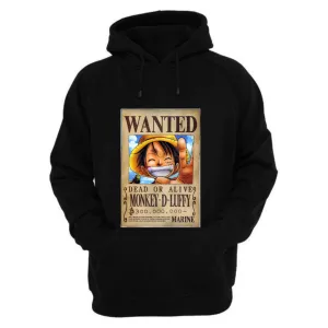 Kart Black Luffy Printed Hoodies