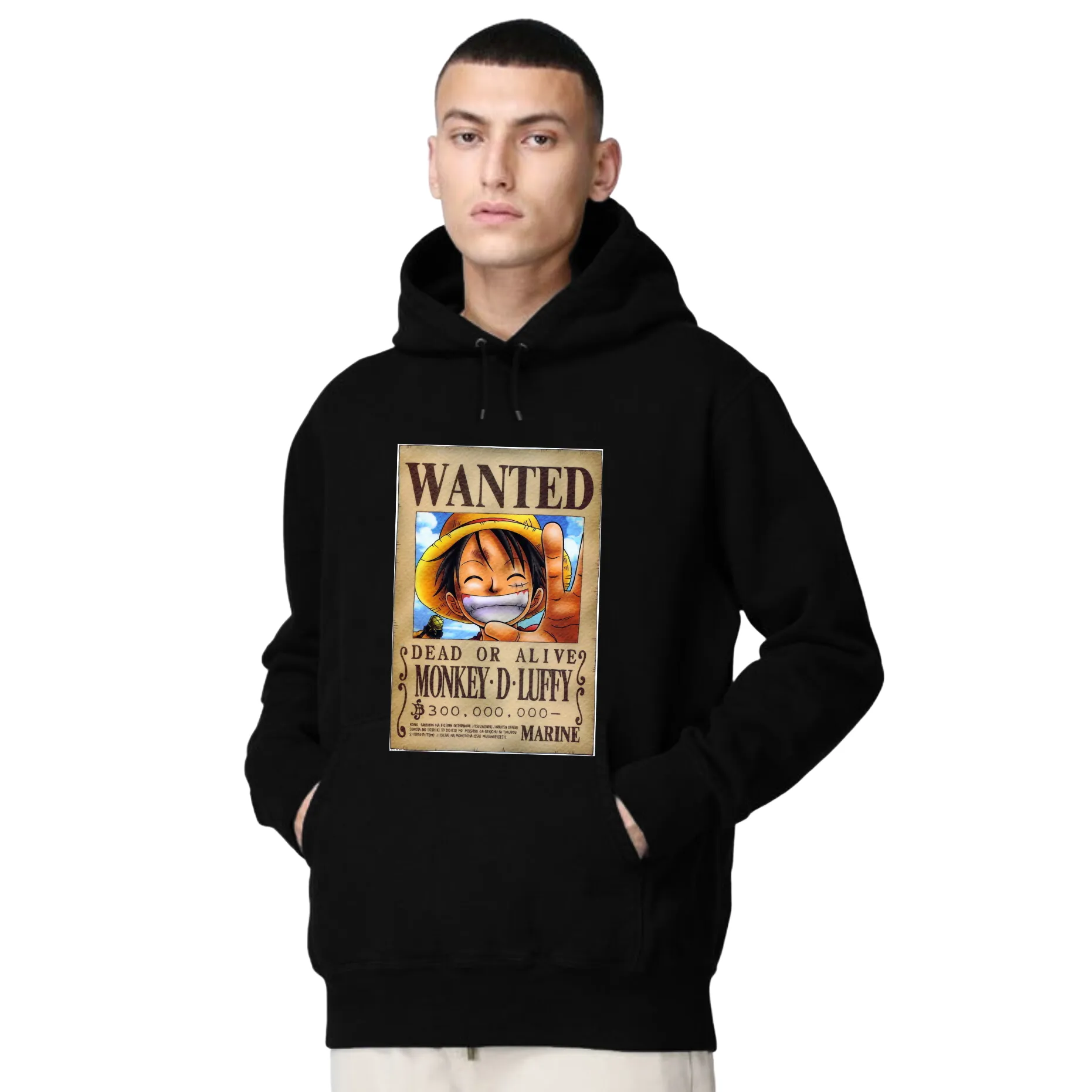 Kart Black Luffy Printed Hoodies