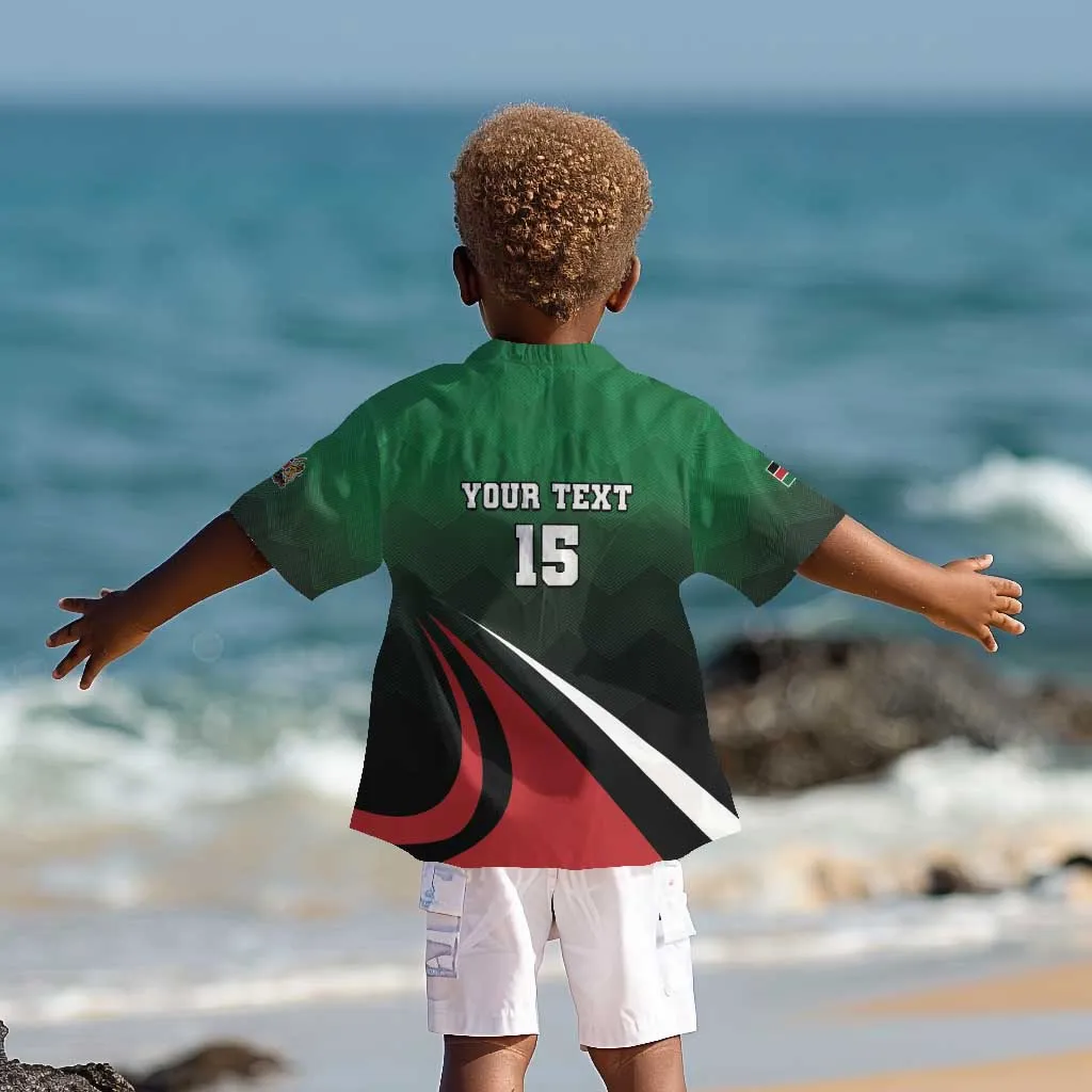 Kenya Rugby Custom Kid Hawaiian Shirt Simbas Mascot - Sporty Style LT15
