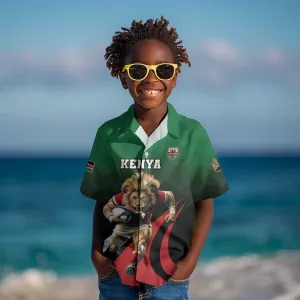 Kenya Rugby Custom Kid Hawaiian Shirt Simbas Mascot - Sporty Style LT15