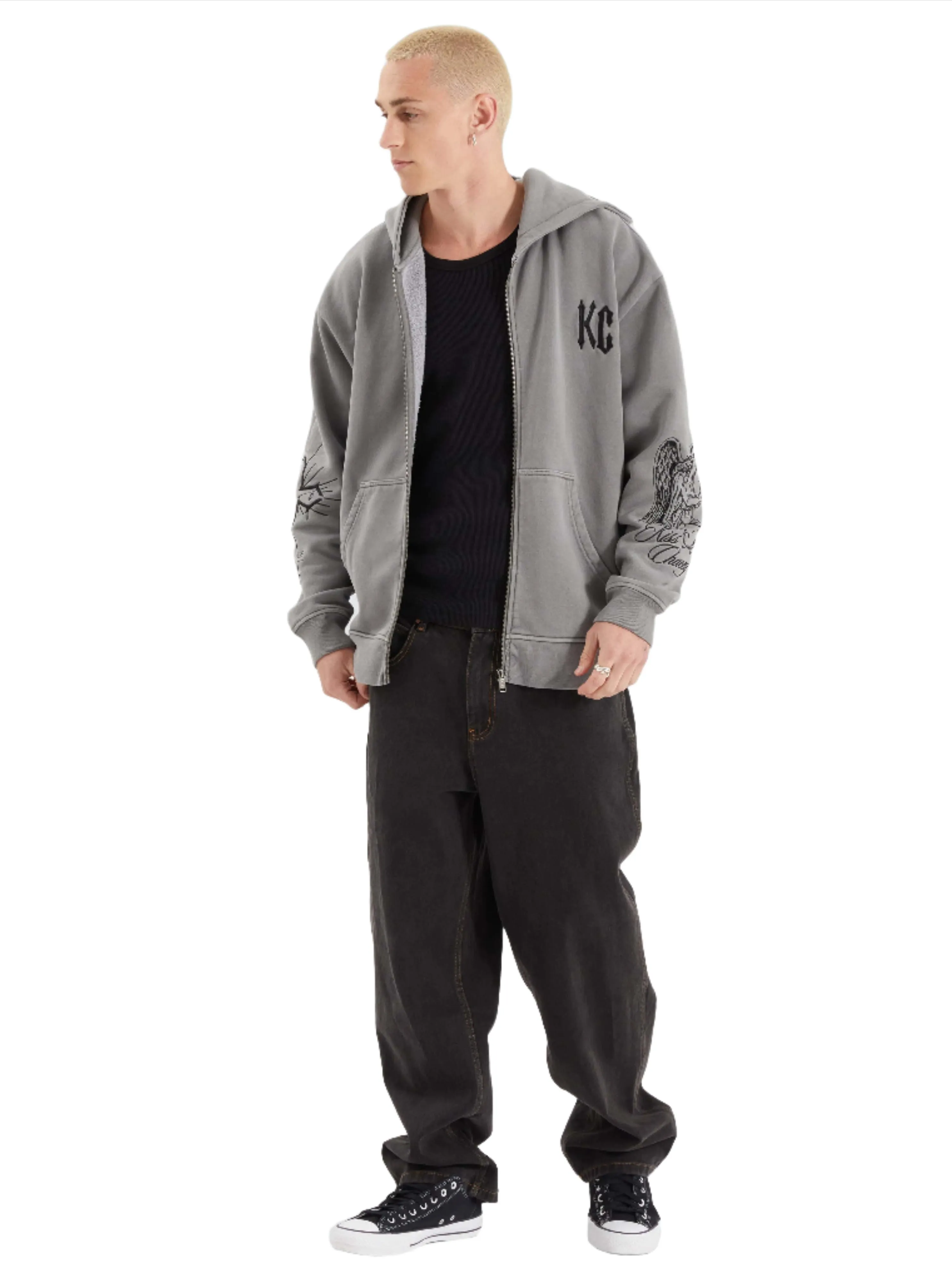 Kiss Chacey - KSCY Celestial Heavy Relaxed Hooded Zip - Pigment Frost Grey