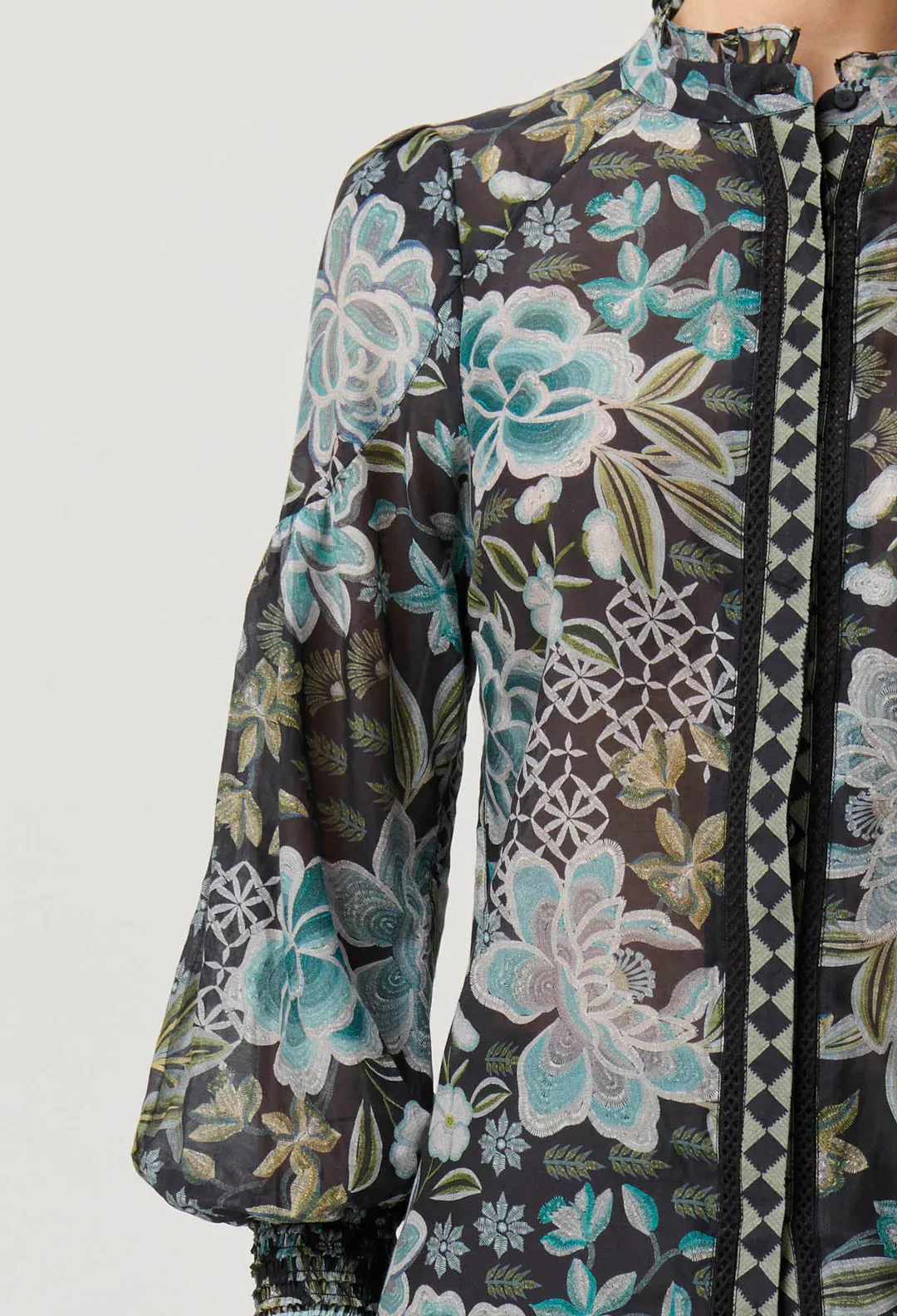 Knox Cotton Silk Shirt in Dahlia Fields