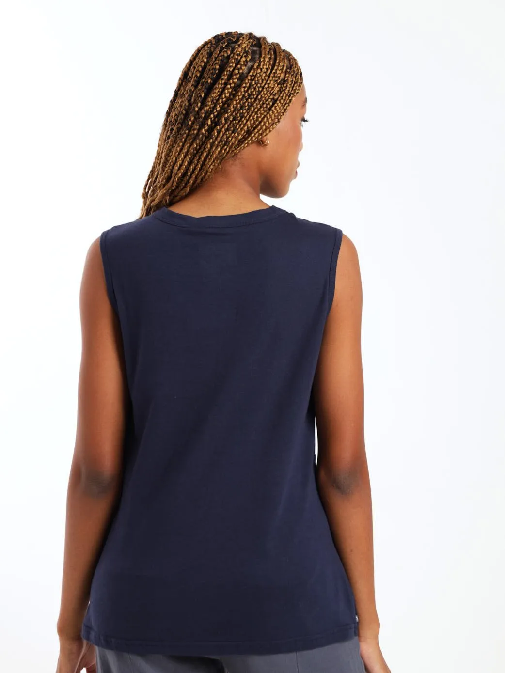 Ladies Bio Polished Chest Print Vest - Navy