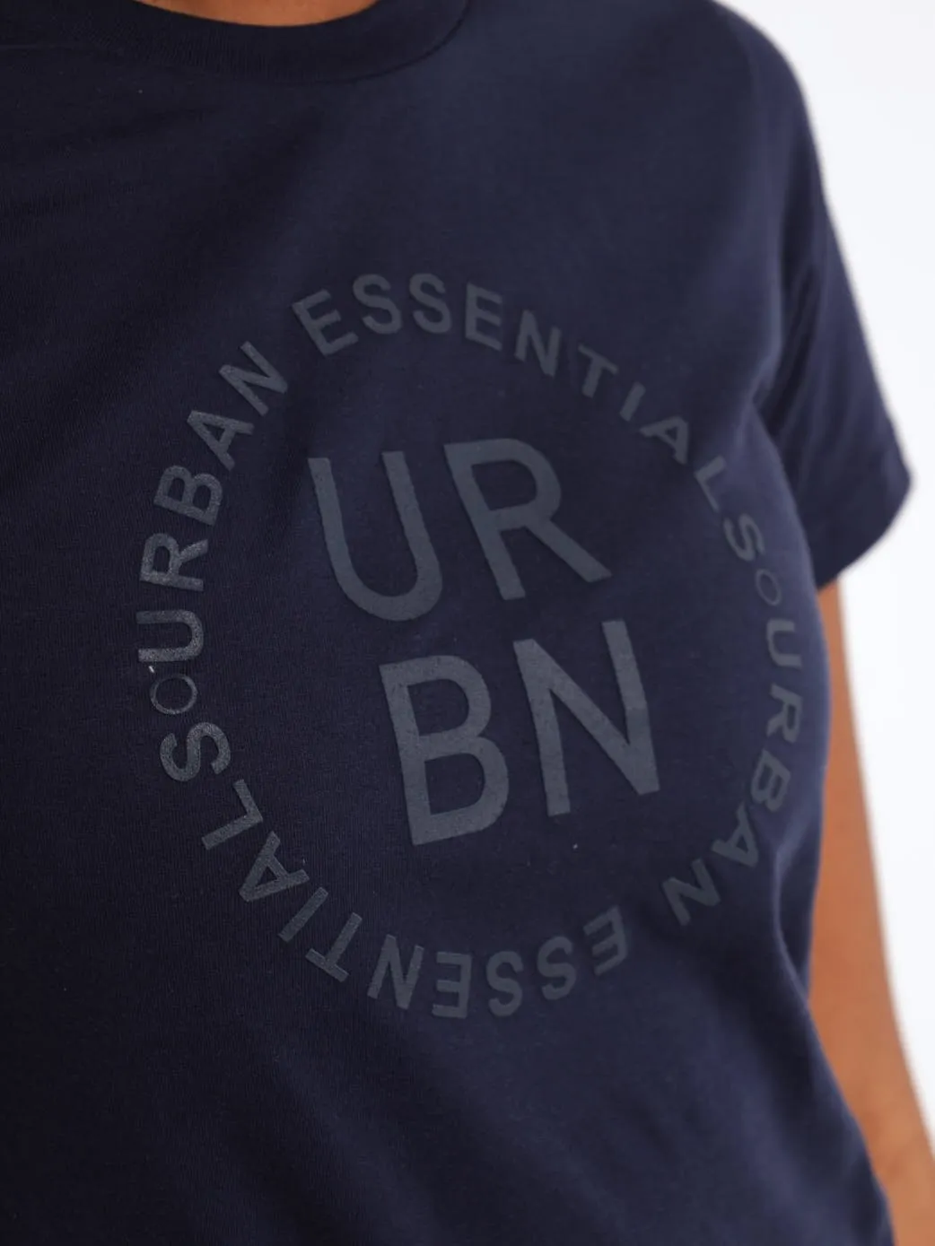 Ladies Bio Polished High Square Printed Tee - Navy