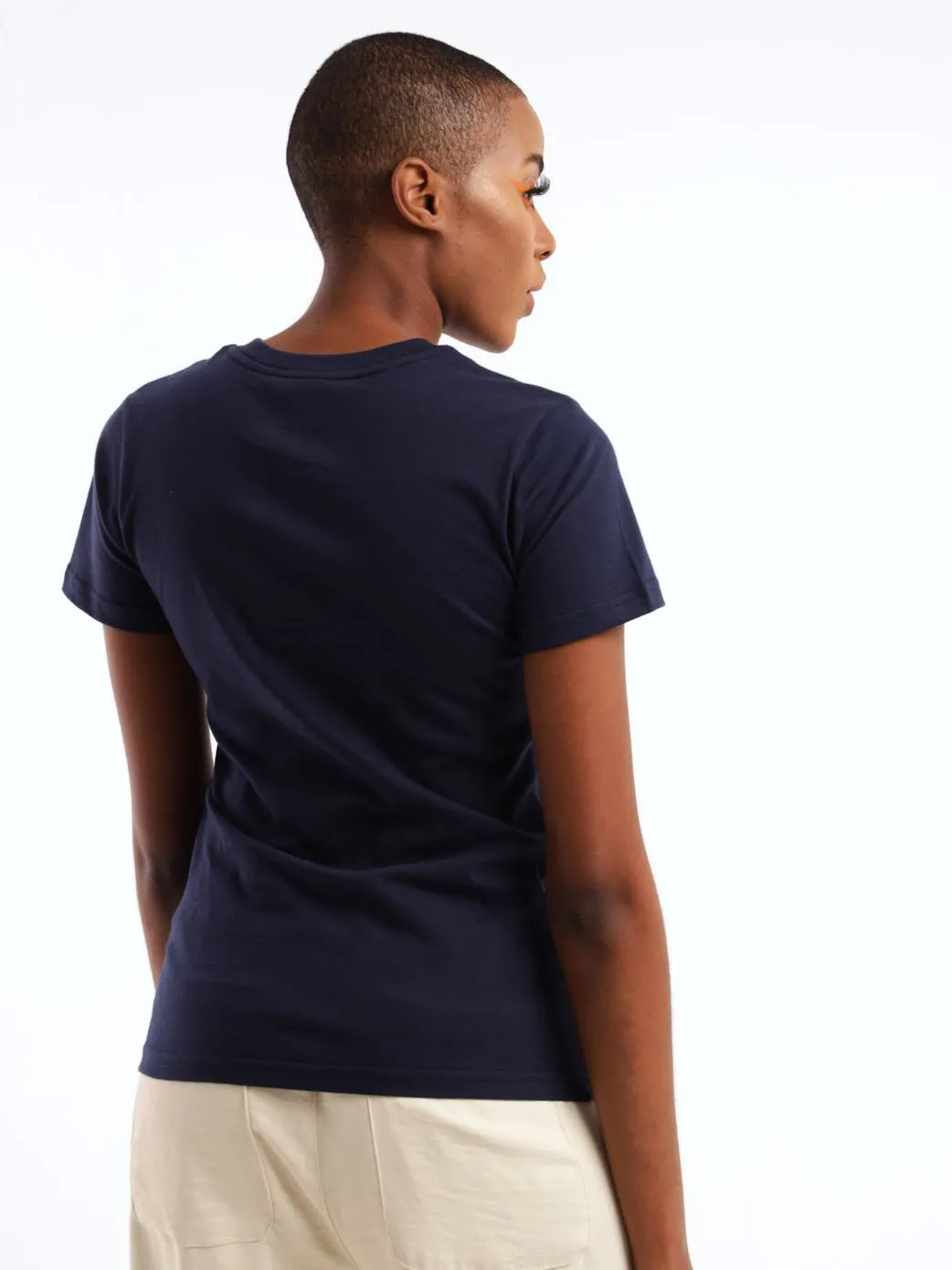 Ladies Bio Polished High Square Printed Tee - Navy