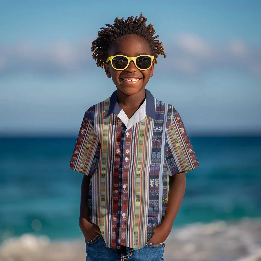 Lamba Mpanjaka Malagasy Traditional Pattern Kid Hawaiian Shirt LT15