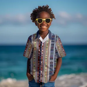 Lamba Mpanjaka Malagasy Traditional Pattern Kid Hawaiian Shirt LT15