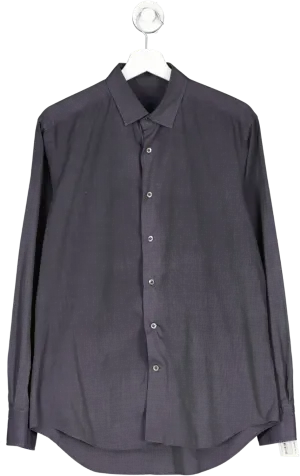 Lanvin Blue Two Tone Fitted Cotton Shirt UK L
