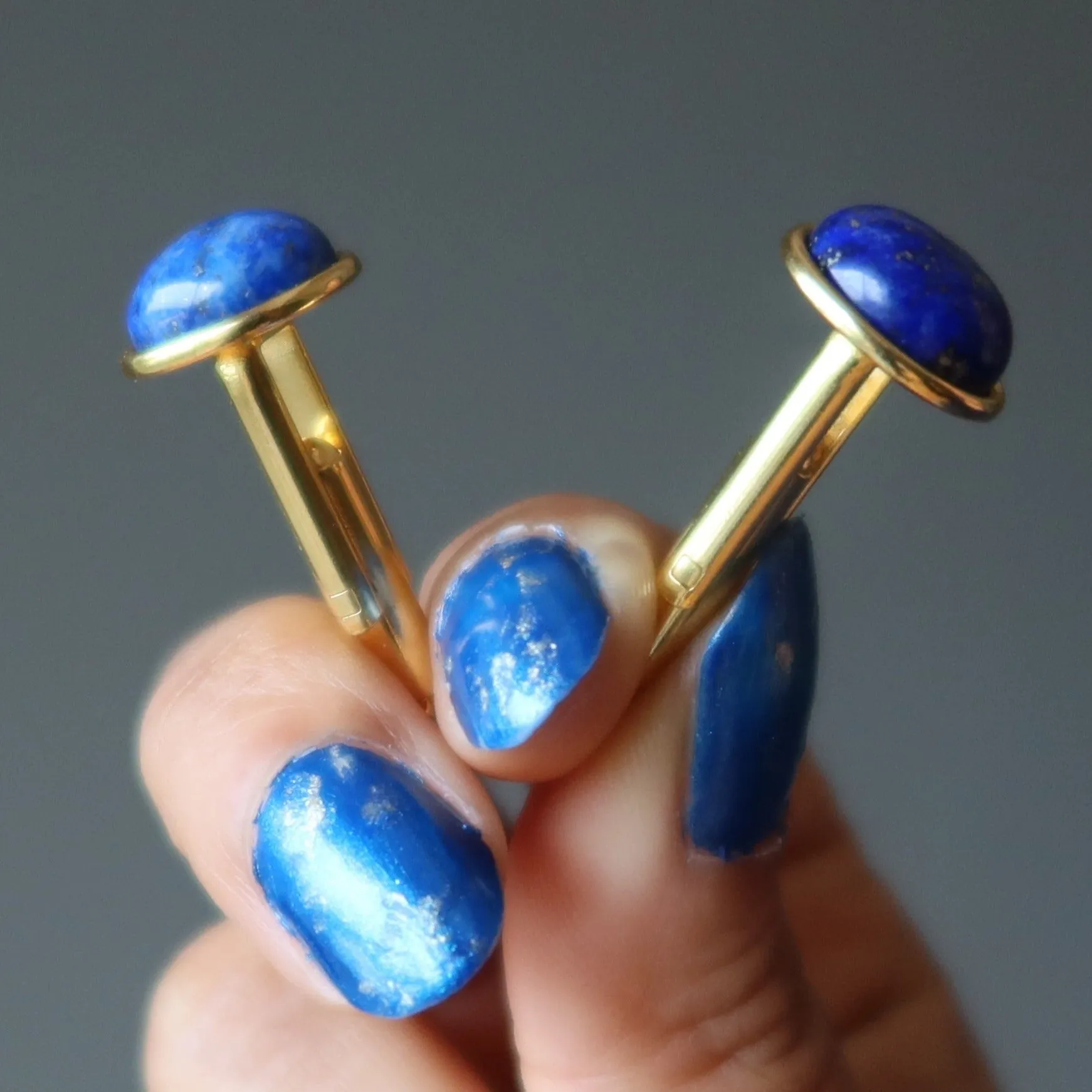 Lapis Cufflinks Blue Business Success Stone Gold