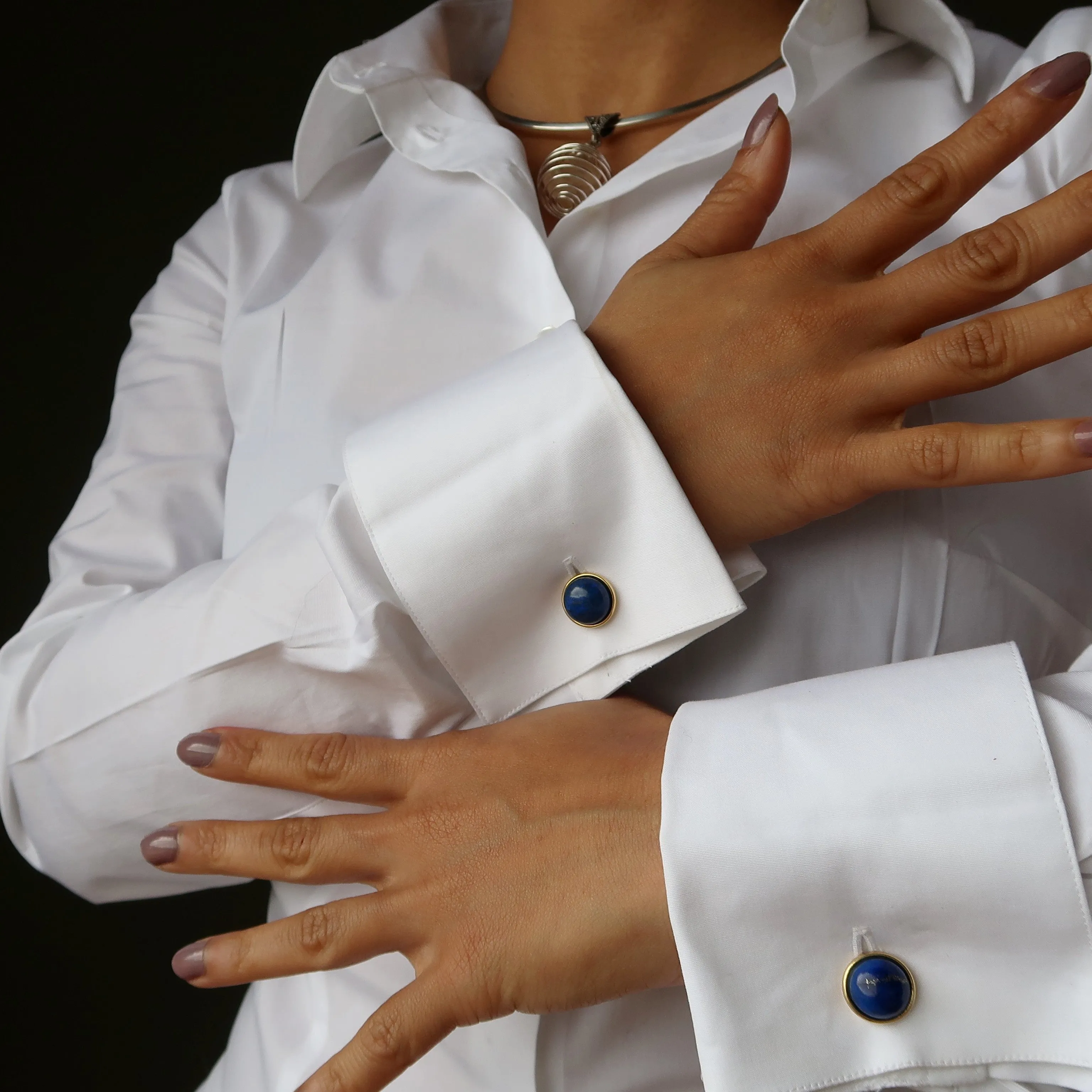 Lapis Cufflinks Blue Business Success Stone Gold
