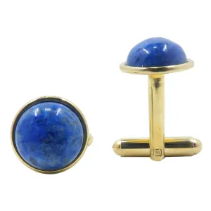 Lapis Cufflinks Blue Business Success Stone Gold