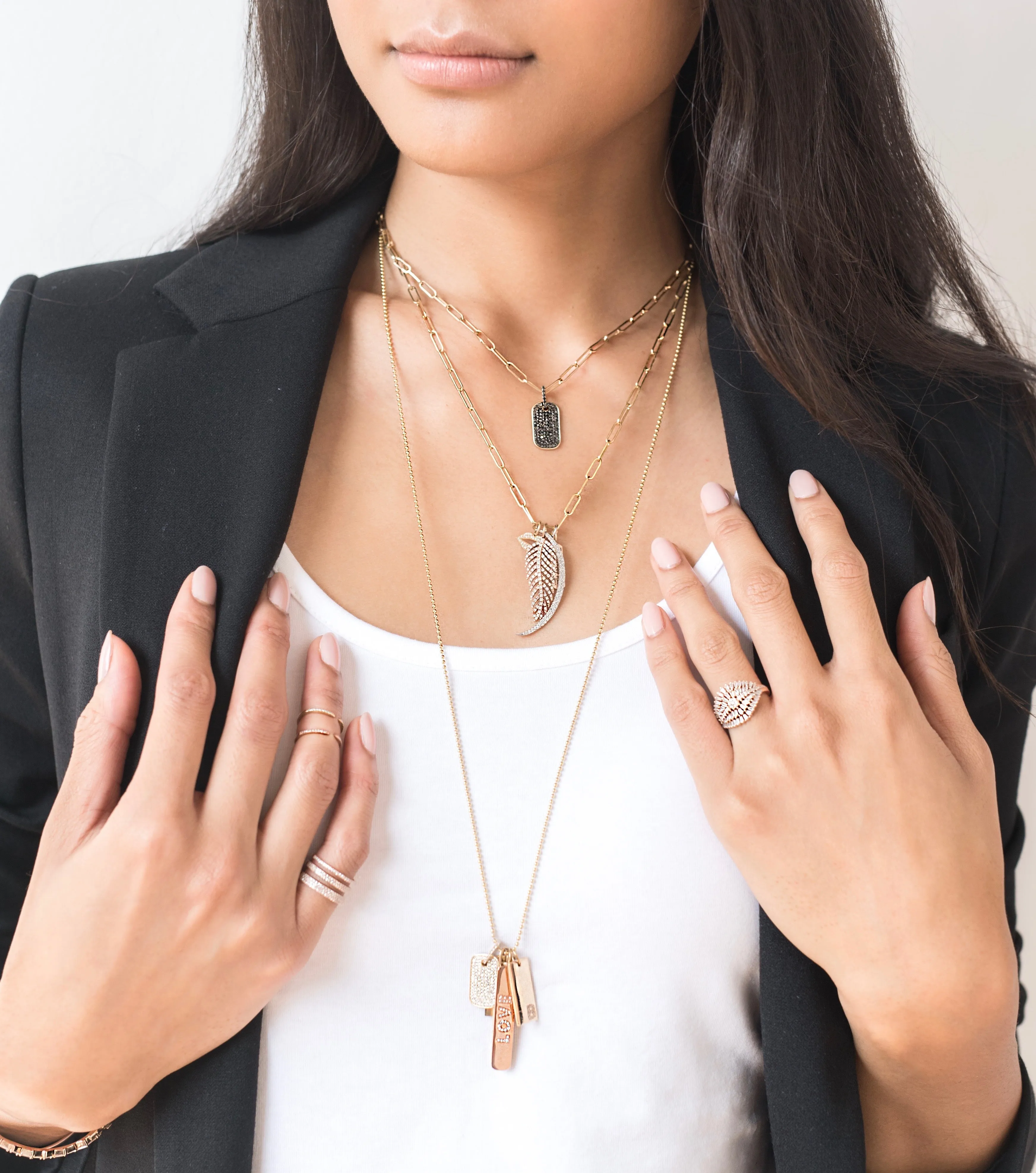 LARGE PALM LEAF DIAMOND CHARM