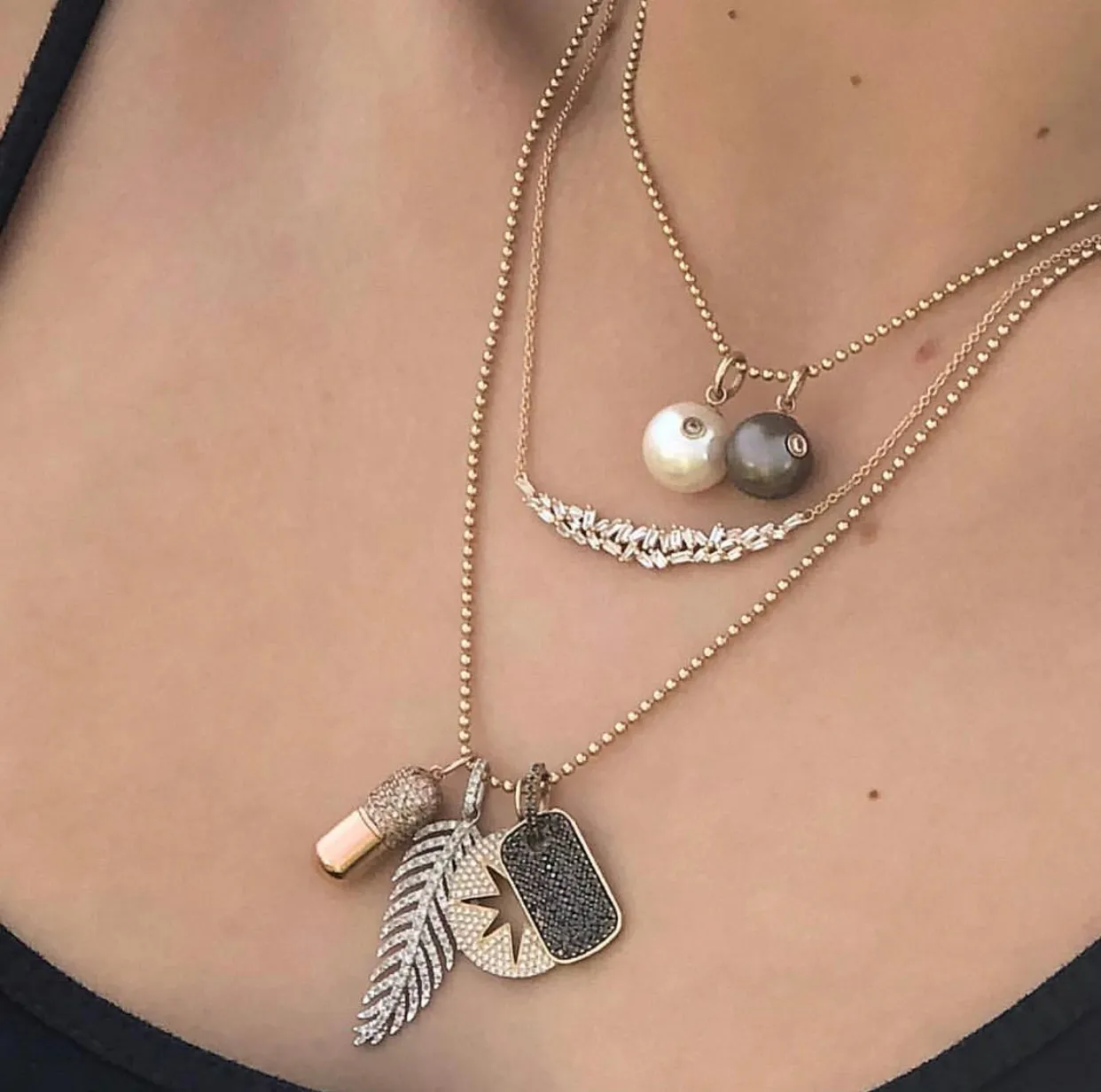 LARGE PALM LEAF DIAMOND CHARM