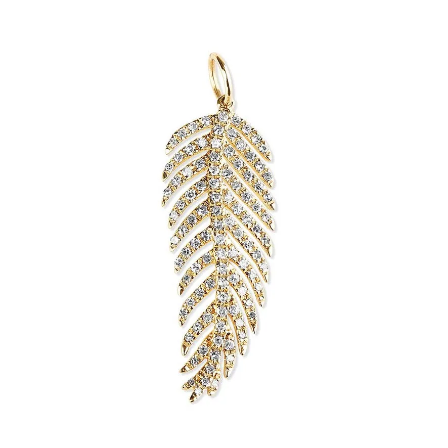 LARGE PALM LEAF DIAMOND CHARM