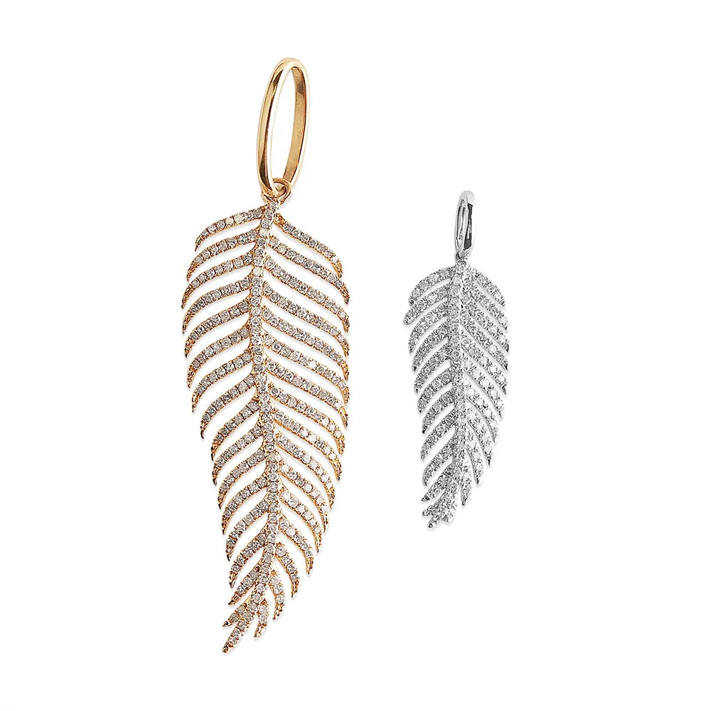 LARGE PALM LEAF DIAMOND CHARM