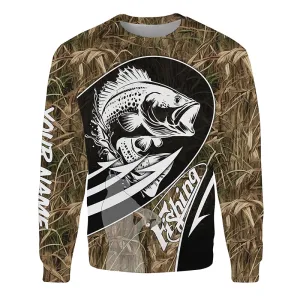 Largemouth Bass fishing tattoo camo fishing Custom Name Fishing shirts | Sweatshirt - NPQ669