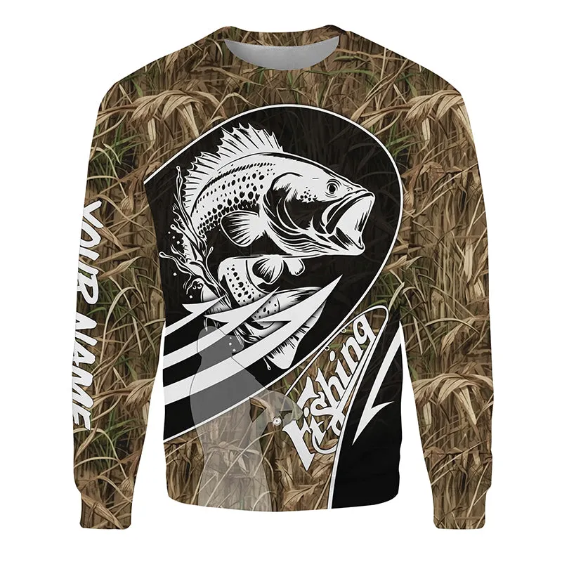 Largemouth Bass fishing tattoo camo fishing Custom Name Fishing shirts | Sweatshirt - NPQ669