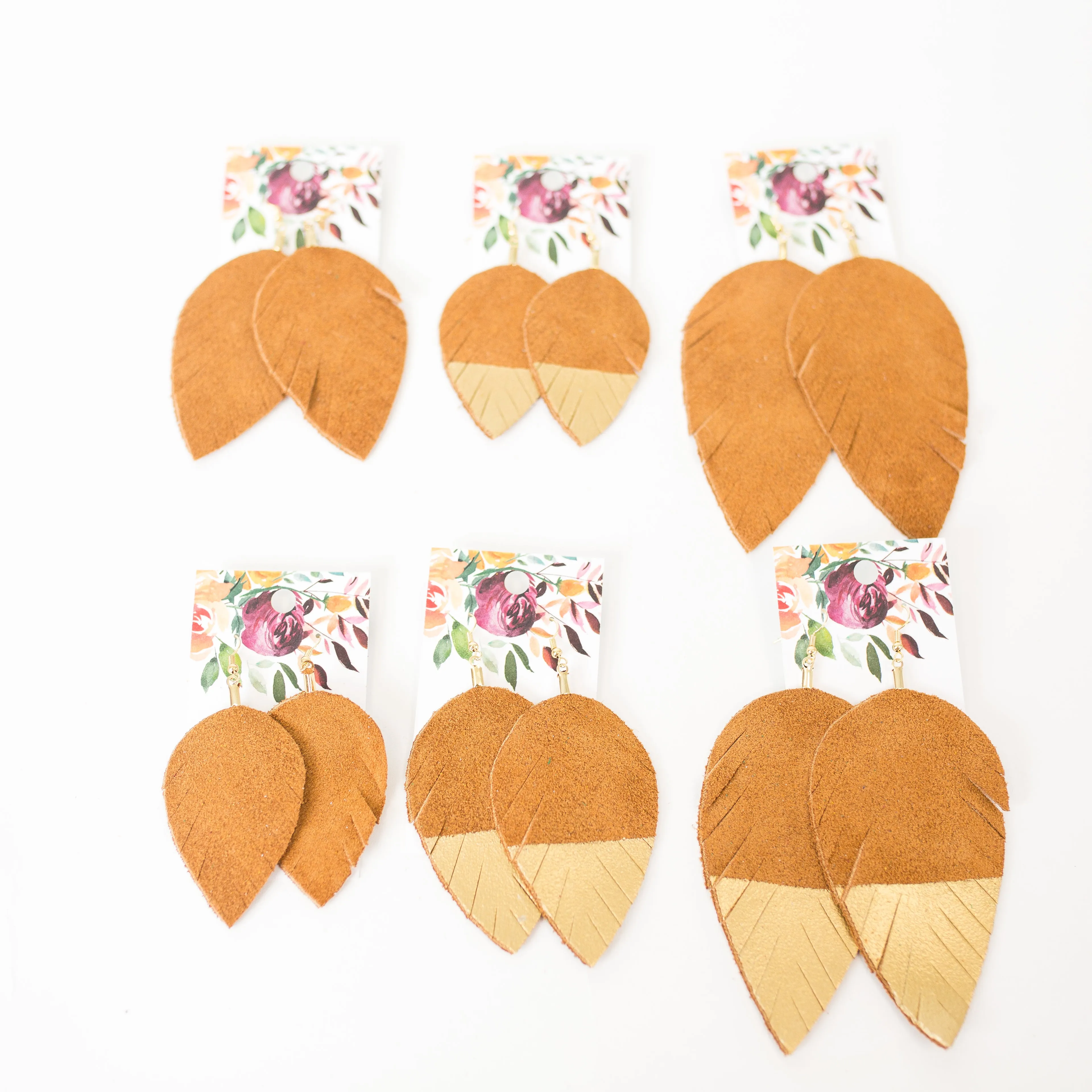 Leather Feather Earrings