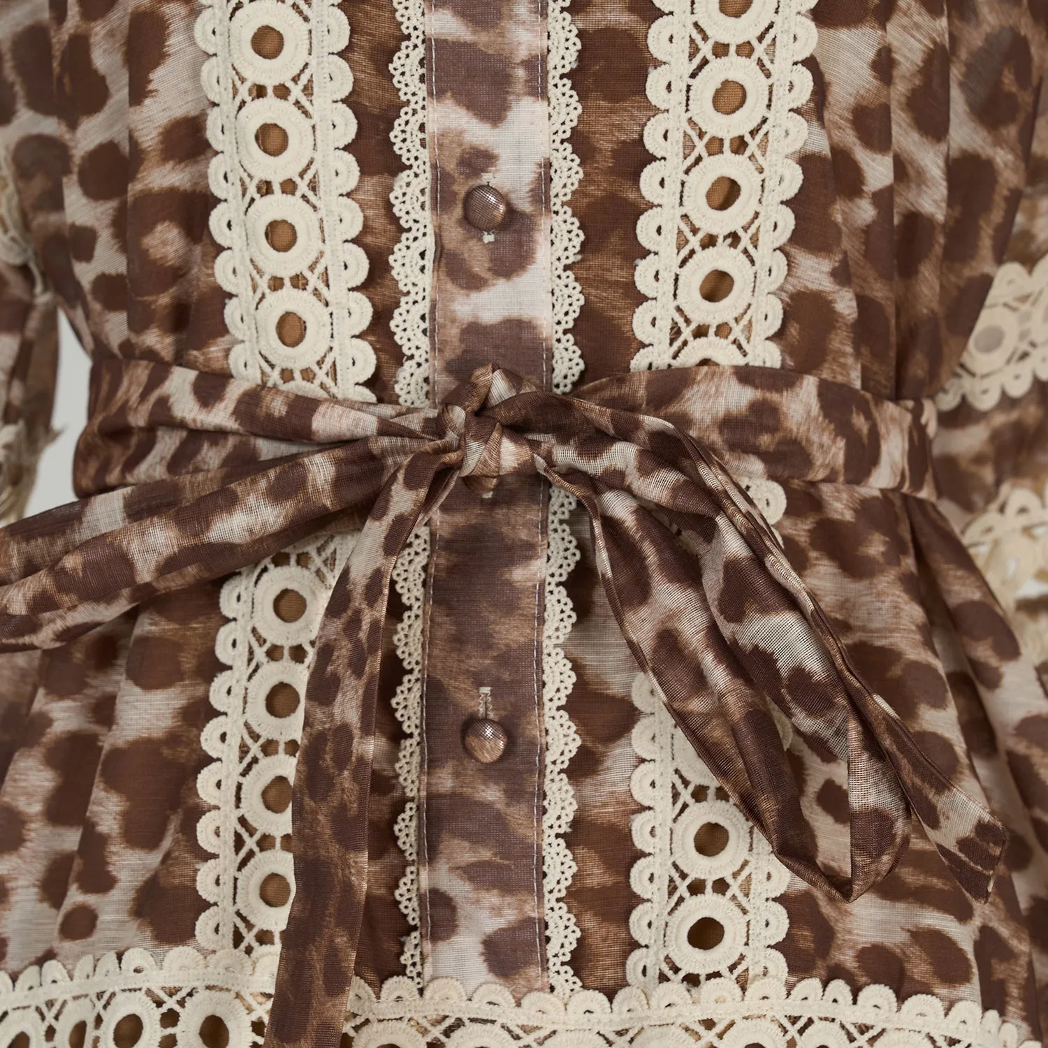 Leopard Print and Lace Collared Mini Dress