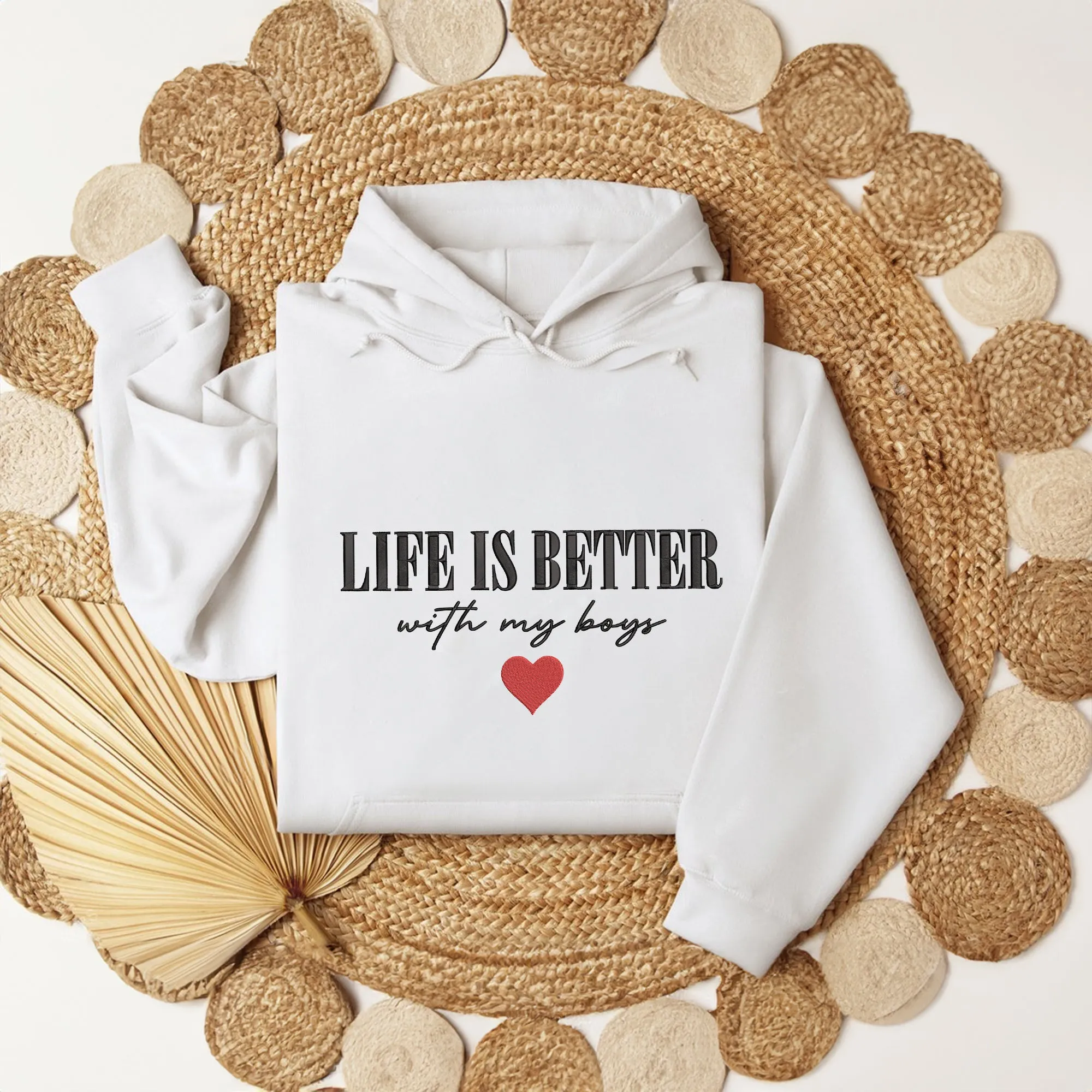 Life is Better With My Boys Hoodie Crewneck, Mom of Boys Sweatshirt