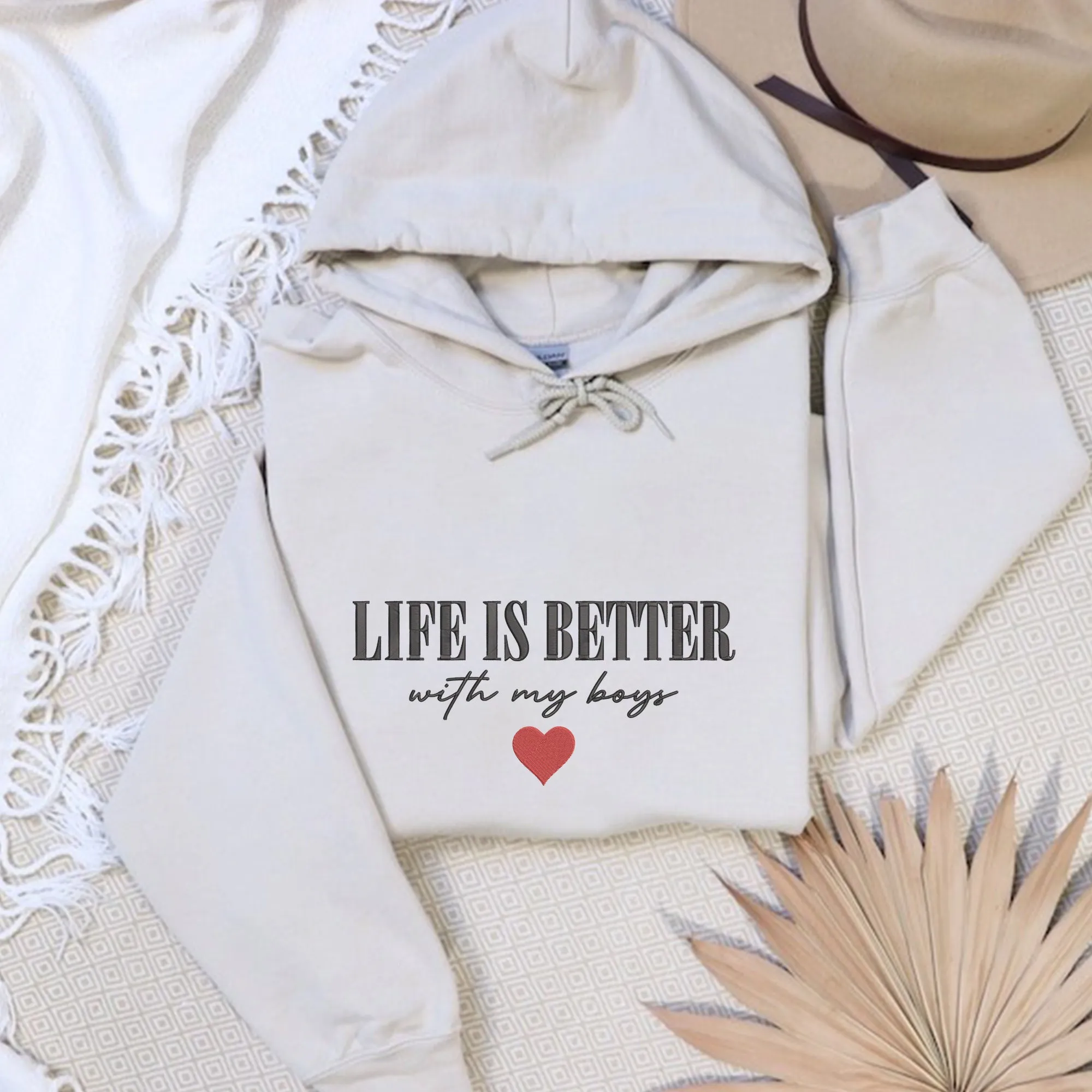 Life is Better With My Boys Hoodie Crewneck, Mom of Boys Sweatshirt