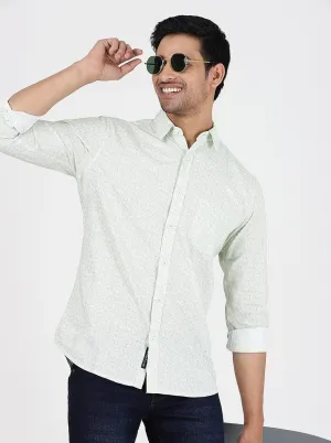 Light Green Printed Slim Fit Casual Shirt | JadeBlue