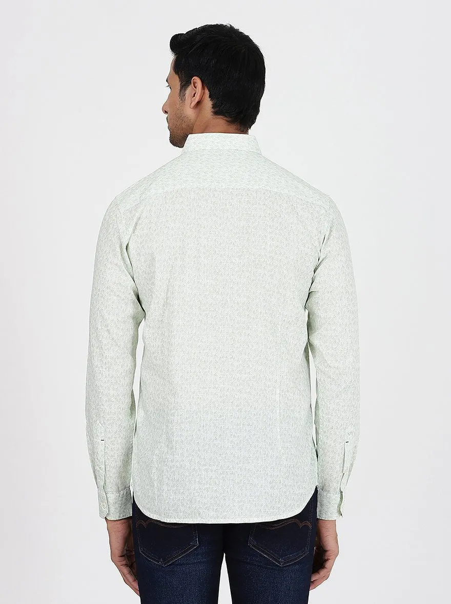 Light Green Printed Slim Fit Casual Shirt | JadeBlue