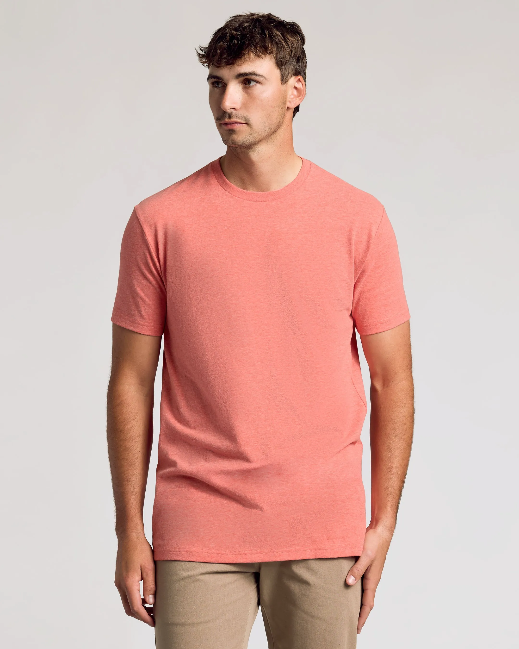 Light Heather Vermilion Tall Straight Hem Crew Neck T-Shirt