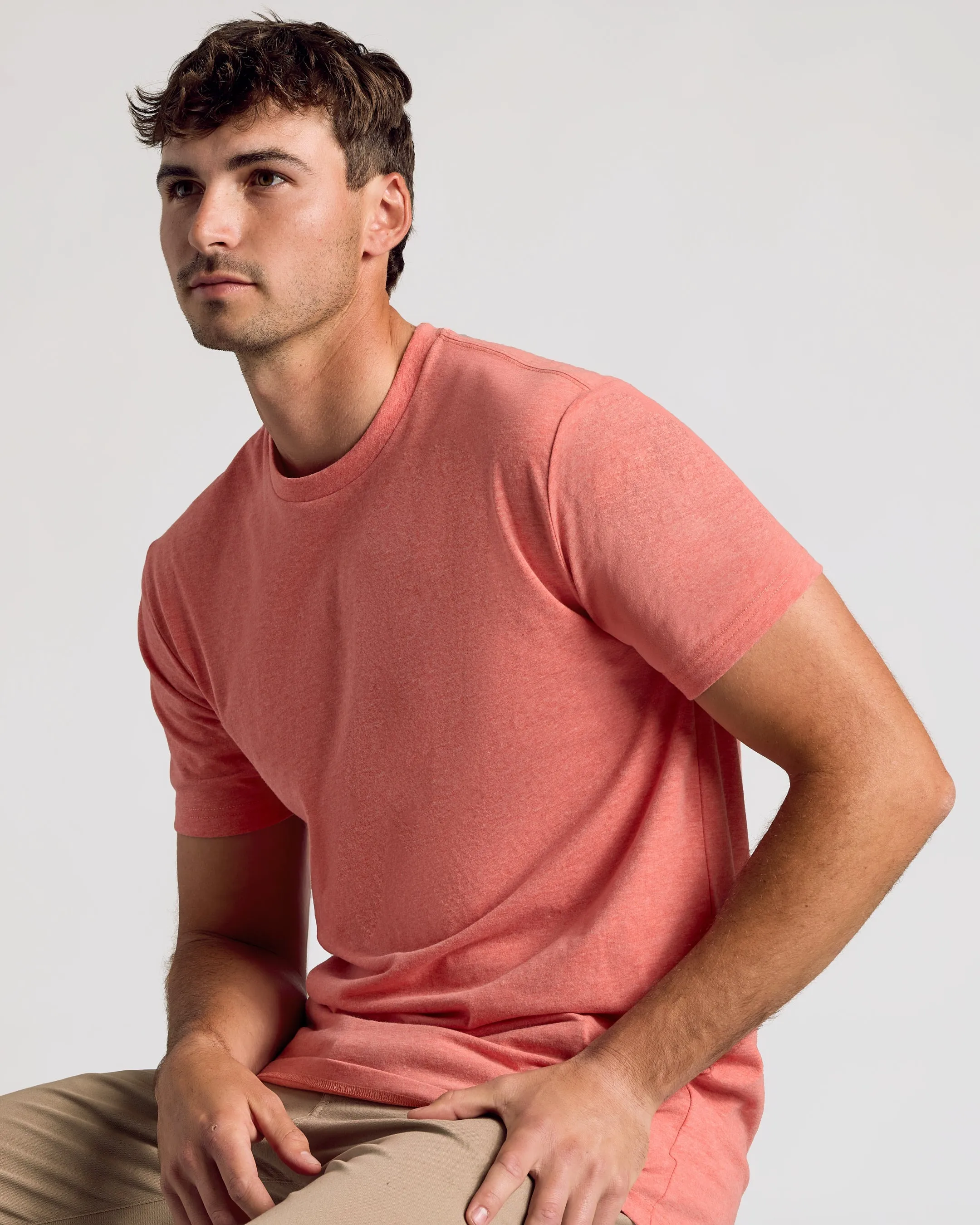 Light Heather Vermilion Tall Straight Hem Crew Neck T-Shirt