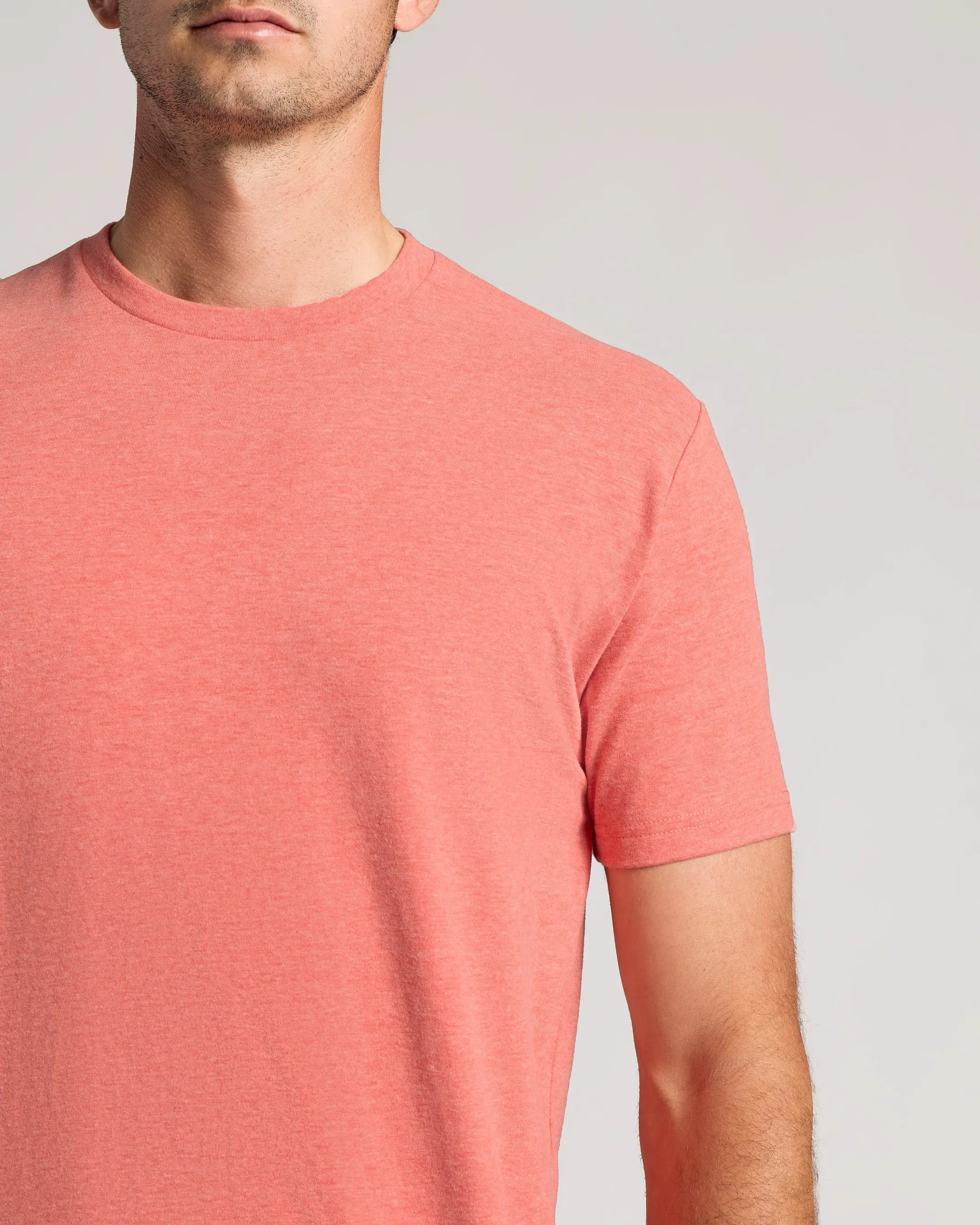 Light Heather Vermilion Tall Straight Hem Crew Neck T-Shirt
