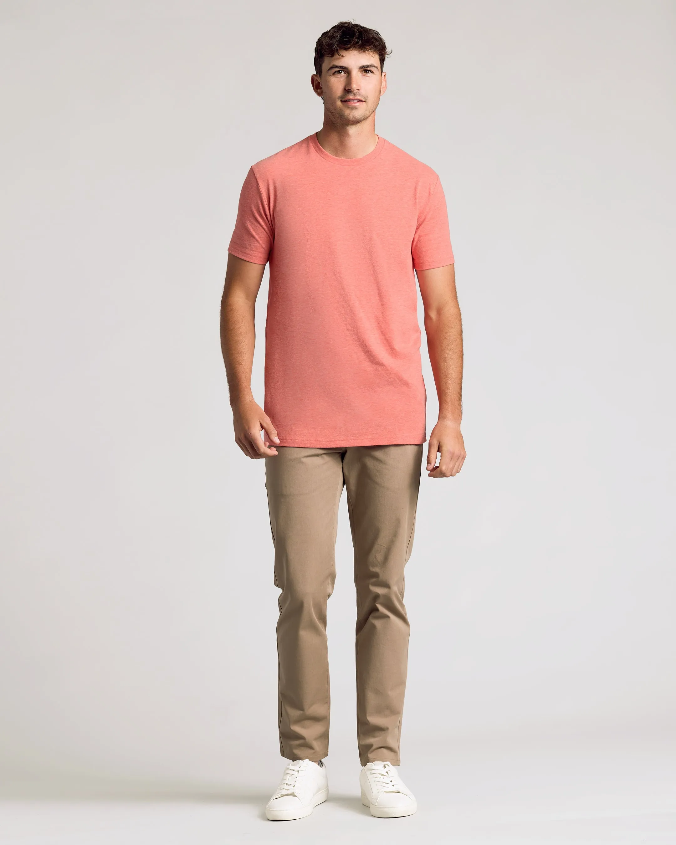 Light Heather Vermilion Tall Straight Hem Crew Neck T-Shirt