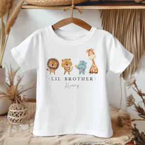 Lil Brother Safari Animals Personalised Toddler & Kids T Shirt