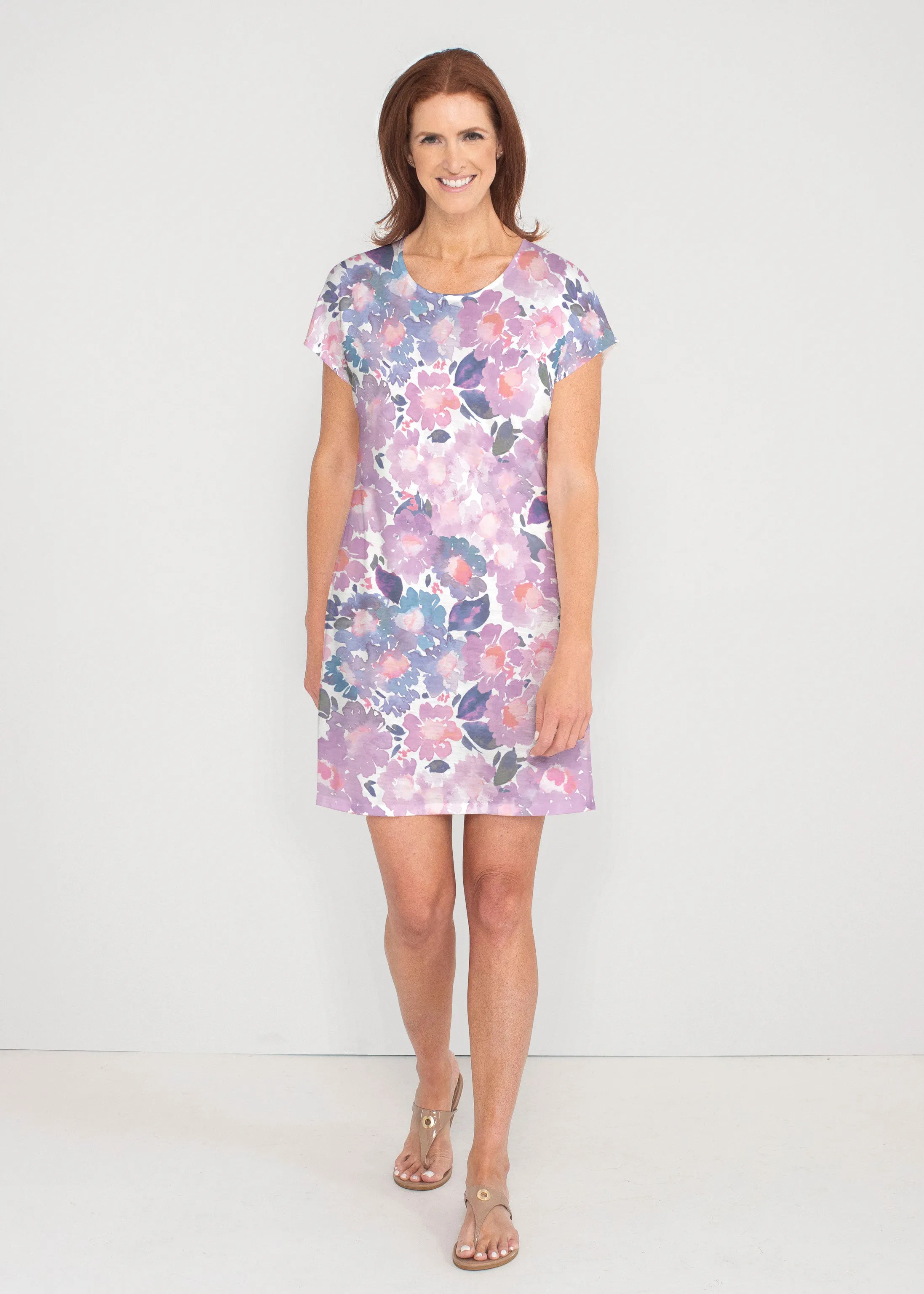 Lilac (16255) ~ French Terry Short Sleeve Crew Dress