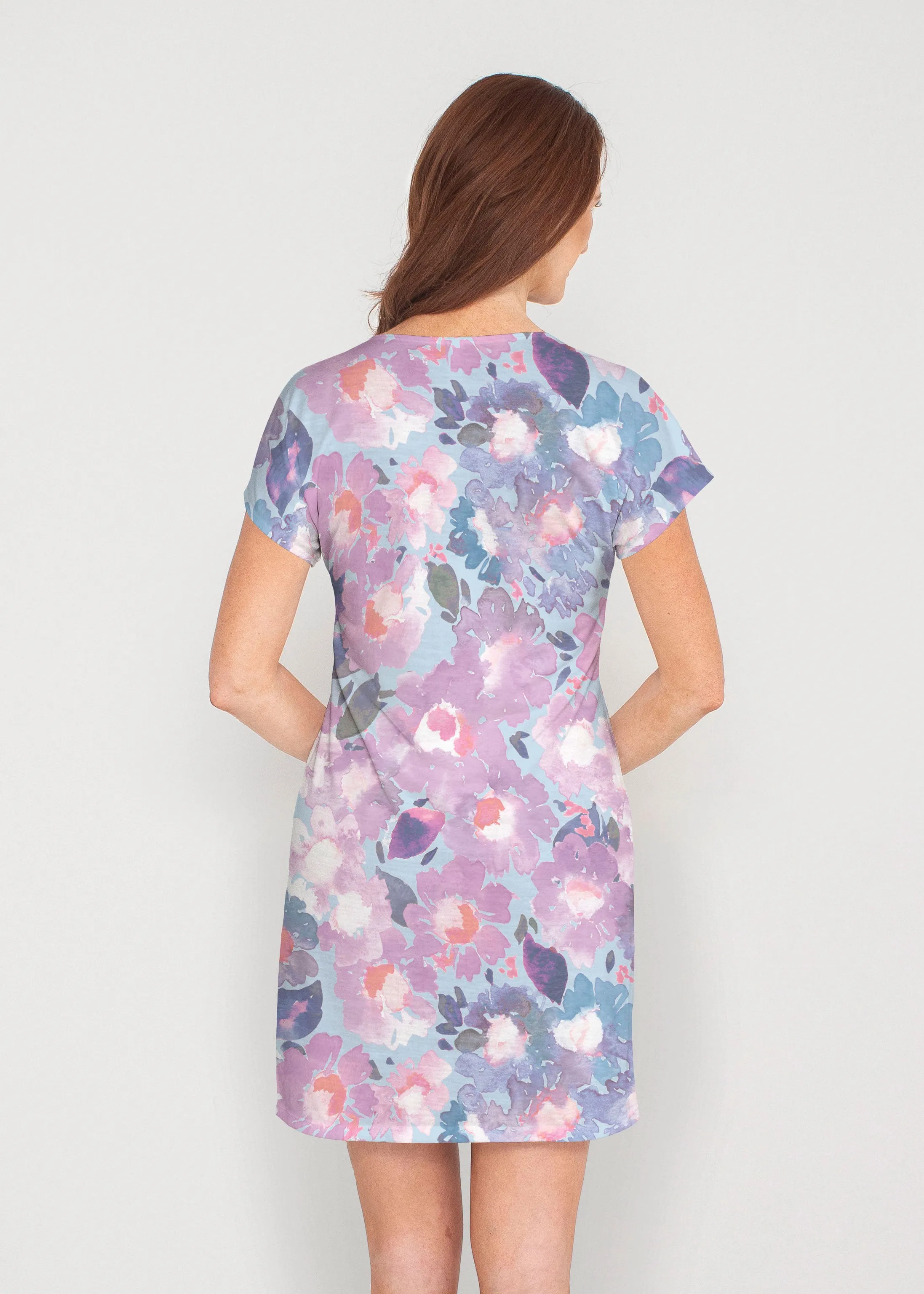 Lilac (16255) ~ French Terry Short Sleeve Crew Dress