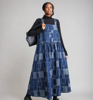 Logan Denim Patchwork Jumper Dress
