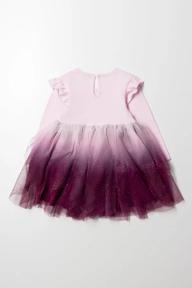 Long Sleeve Tulle Dress Pink