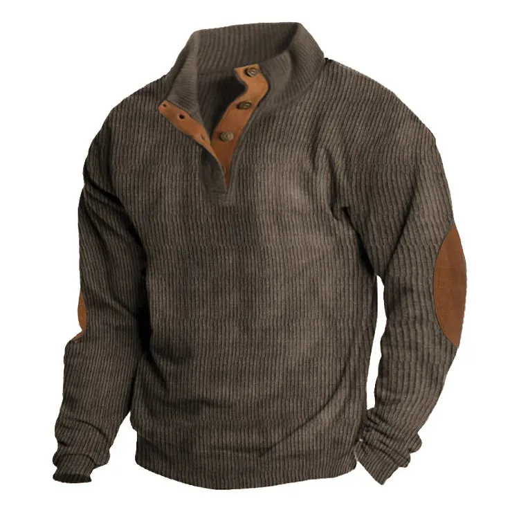 Long-sleeved shirt for men with stand-up collar
