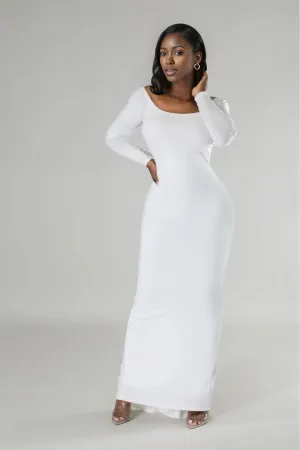 Long Sleeves Open Back Stretch Dress