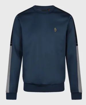 Luke 1977 Patter Colour Block Sweatshirt Atlantic Blue