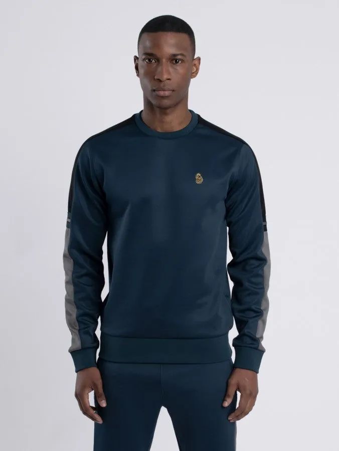 Luke 1977 Patter Colour Block Sweatshirt Atlantic Blue