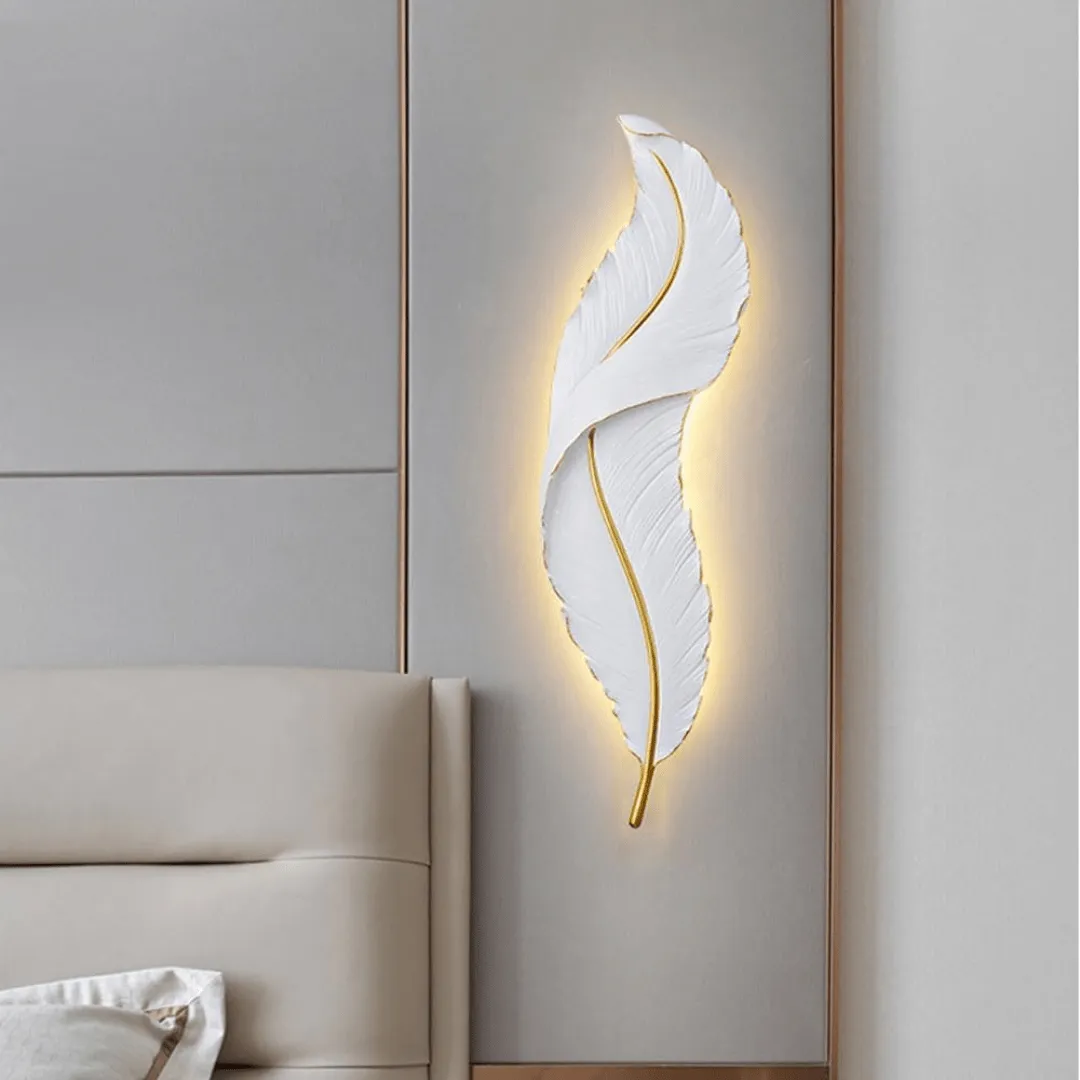 Luxurious 3 Colored Feather Wall Lamp