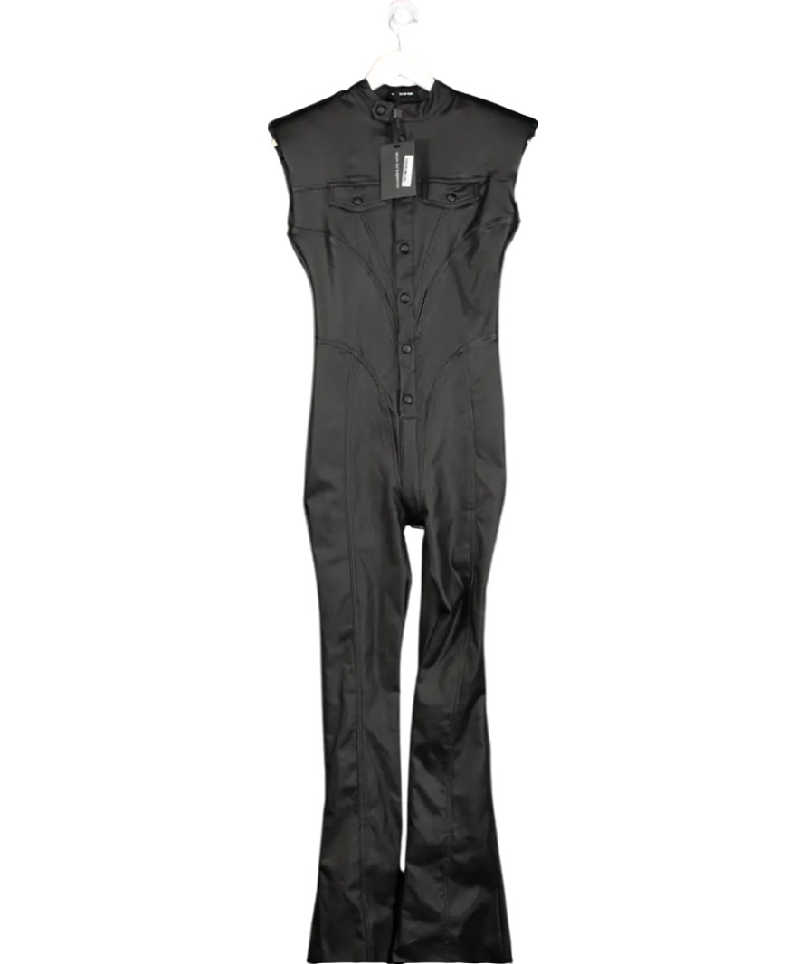 maniere de voir Black Wax Coated Denim Jumpsuit UK 10