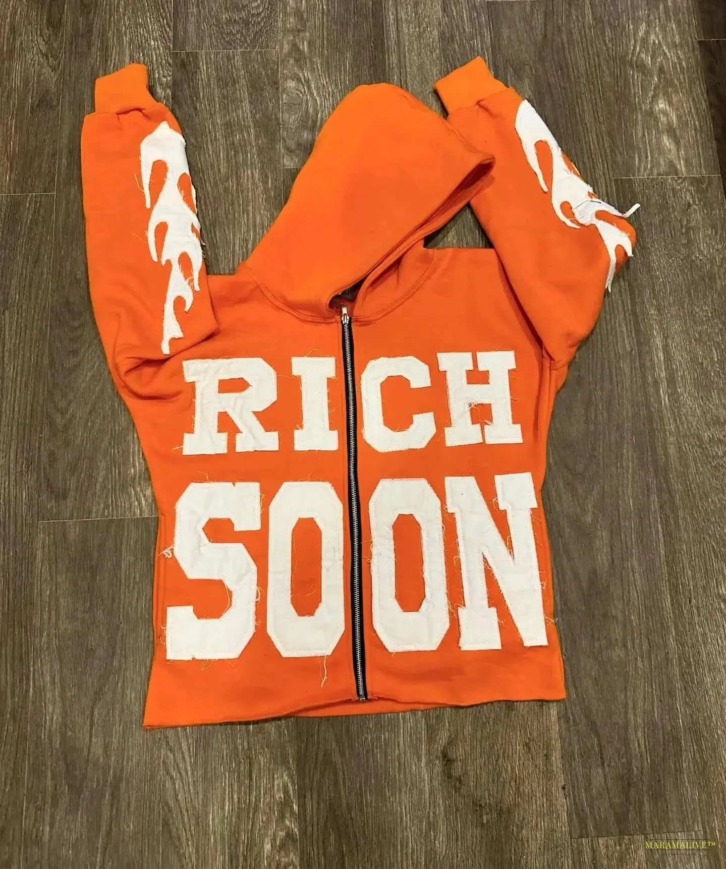 Maramalive™ 2024 New Oversized Patchwork Zip Up Hoodie Women Y2k Hoodies Solid Color Casual Sweatshir Gothic Punk Loose Streetwear